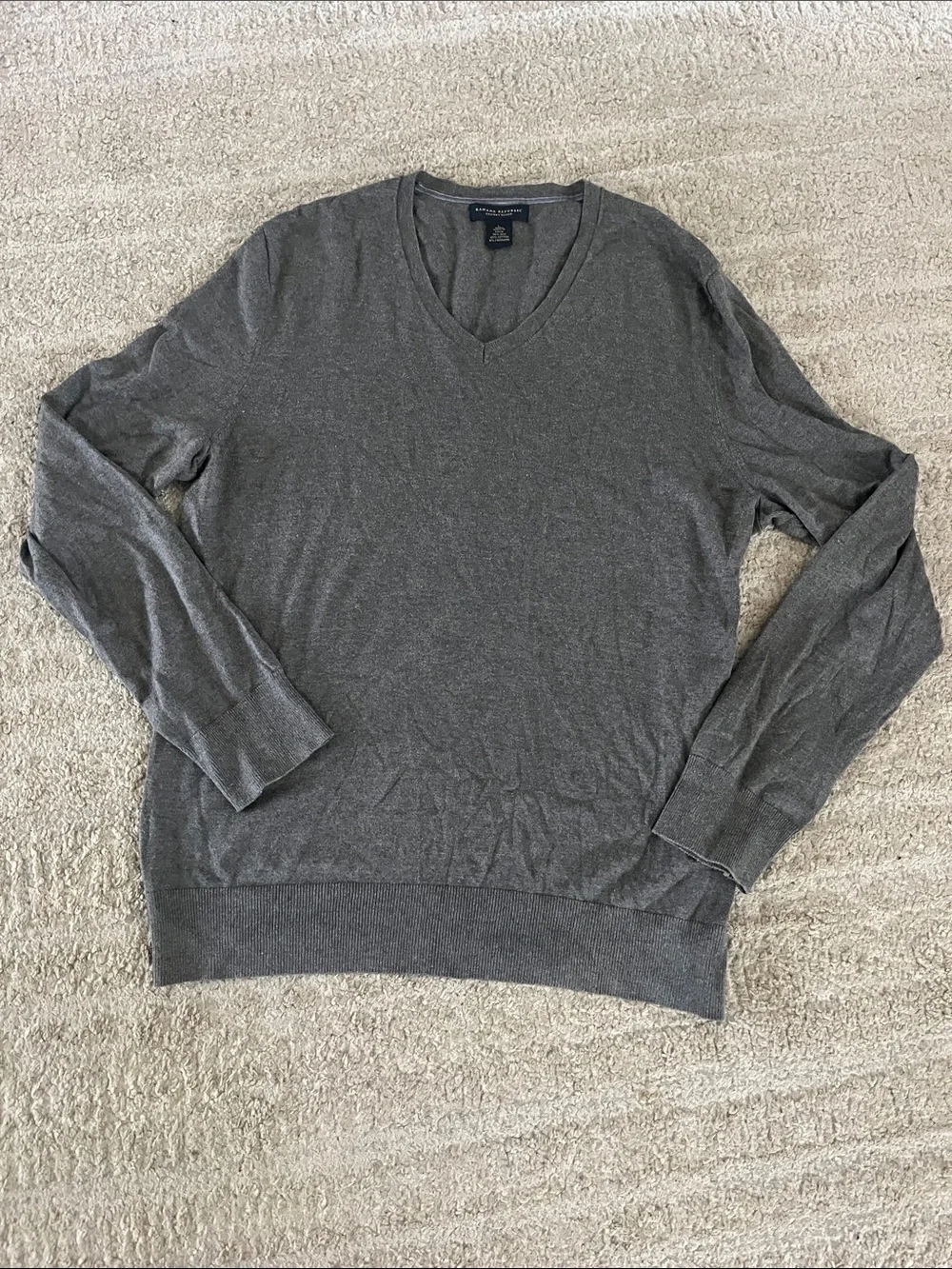 Banana Republic Luxury Blend Silk Cotton Cashmere Charcoal V-Neck Sweater Large